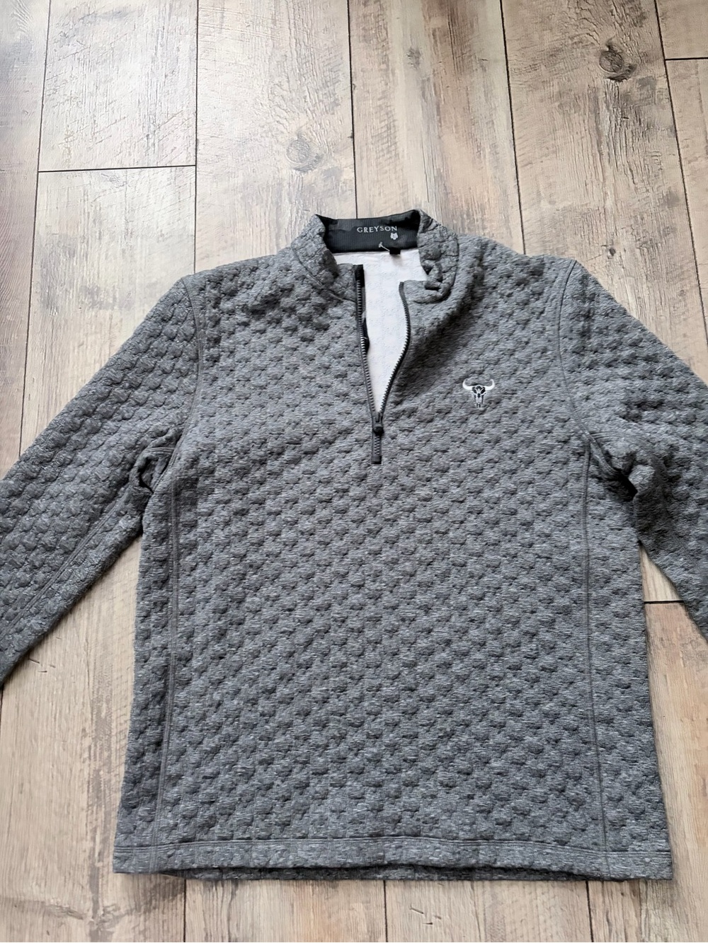 Greyson Men’s Quilted Gray Half-Zip Sweater